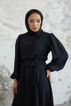 9559 - Düğme Detaylı Tesettür Elbise Si̇yah--A13 9559 - Düğme Detaylı Tesettür Elbise Si̇yah--A13