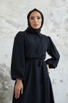 9559 - Düğme Detaylı Tesettür Elbise Si̇yah--A13 9559 - Düğme Detaylı Tesettür Elbise Si̇yah--A13