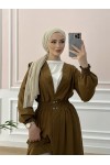 9383 - Çıt Çıt Detaylı Tesettür Tunik Kahverengi̇