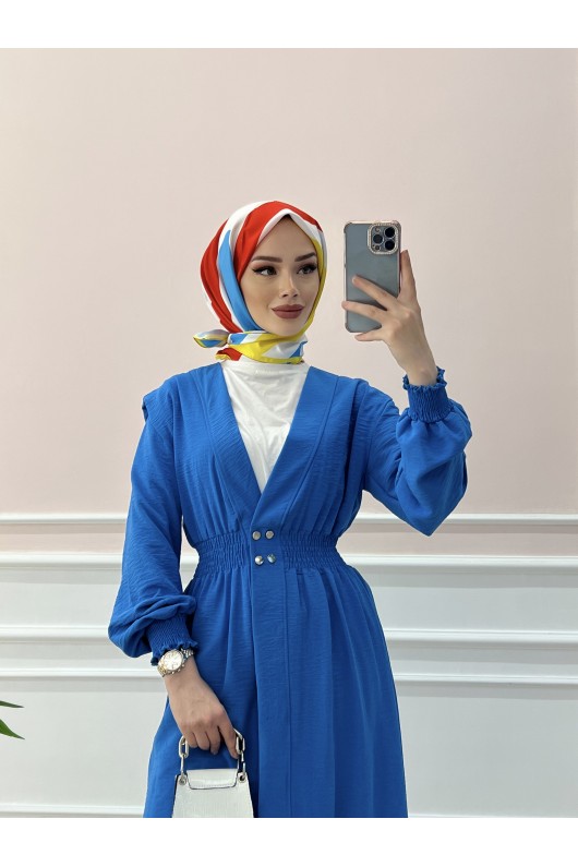 9383 - Çıt Çıt Detaylı Tesettür Tunik Mavi̇-D2 9383 - Çıt Çıt Detaylı Tesettür Tunik Mavi̇-D2