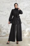 4554 - Pantolon Gömlek Tesettür İkili Takım Si̇yah-A4