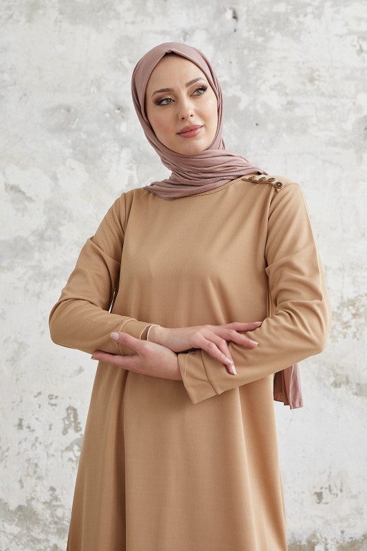 7150 - Tunik Pantolon Tesettür İkili Takım Bej-A10 7150 - Tunik Pantolon Tesettür İkili Takım Bej-A10