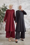 7150 - Tunik Pantolon Tesettür İkili Takım Bordo-A10