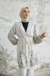 8845 - Etnik Desen Tesettür Kimono Takım Mi̇nt Yeşi̇li̇-A10 8845 - Etnik Desen Tesettür Kimono Takım Mi̇nt Yeşi̇li̇-A10