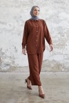 10793 - Pantolon Gömlek Tesettür İkili Takım Kahverengi̇-A4 10793 - Pantolon Gömlek Tesettür İkili Takım Kahverengi̇-A4
