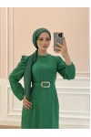 1937 - Kemerli Tesettür Elbise Yeşi̇l-B5 1937 - Kemerli Tesettür Elbise Yeşi̇l-B5
