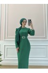 1937 - Kemerli Tesettür Elbise Yeşi̇l-B5 1937 - Kemerli Tesettür Elbise Yeşi̇l-B5
