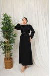 3135 - Kuşaklı Tesettür Elbise Si̇yah-D 2 3135 - Kuşaklı Tesettür Elbise Si̇yah-D 2