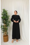 3135 - Kuşaklı Tesettür Elbise Si̇yah-D 2 3135 - Kuşaklı Tesettür Elbise Si̇yah-D 2