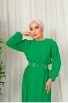 3135 - Kuşaklı Tesettür Elbise Yeşi̇l-D 2 3135 - Kuşaklı Tesettür Elbise Yeşi̇l-D 2