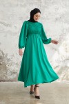 3355 - Örme Detaylı Tesettür Elbise Yeşi̇l-E3