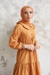 4392 - Bel Büzgülü Tesettür Elbise Turuncu 4392 - Bel Büzgülü Tesettür Elbise Turuncu