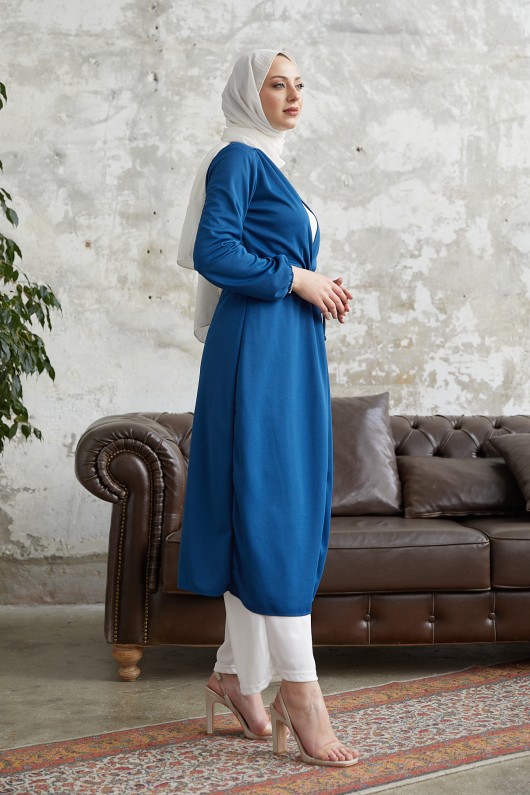 5587 - Tesettür Kimono Mavi̇-A11