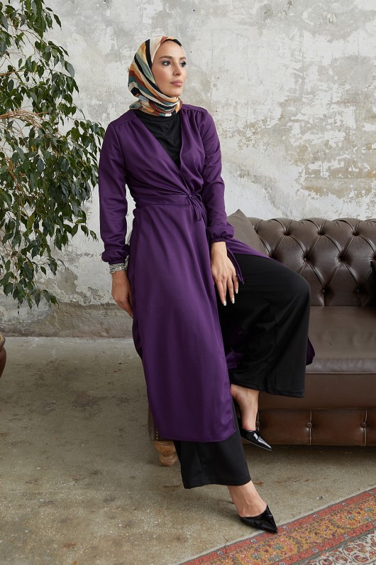 5587 - Tesettür Kimono Mor-A11 5587 - Tesettür Kimono Mor-A11