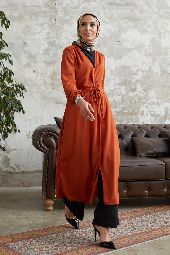 5587 - Tesettür Kimono Turuncu-A11