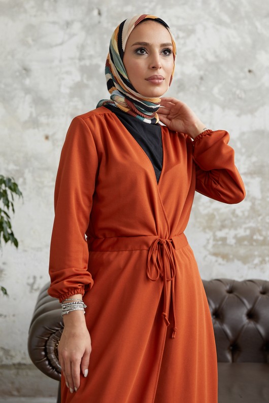 5587 - Tesettür Kimono Turuncu-A11