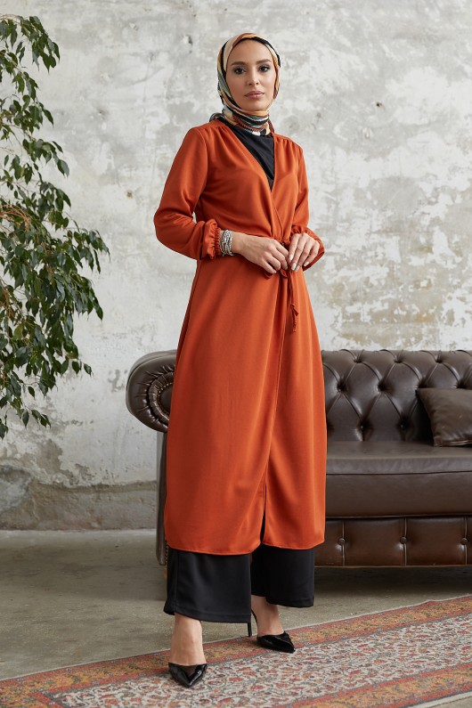 5587 - Tesettür Kimono Turuncu-A11