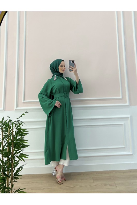 6352 - Kemerli Tesettür Tunik Yeşi̇l-B7 6352 - Kemerli Tesettür Tunik Yeşi̇l-B7