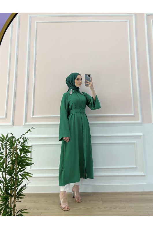 6352 - Kemerli Tesettür Tunik Yeşi̇l-B7 6352 - Kemerli Tesettür Tunik Yeşi̇l-B7