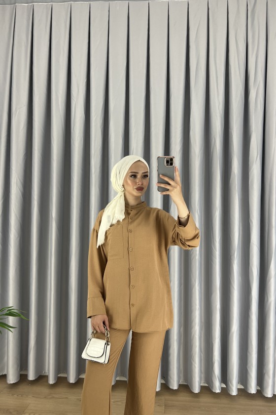 7899 - Tesettür İkili Takım Camel-C5