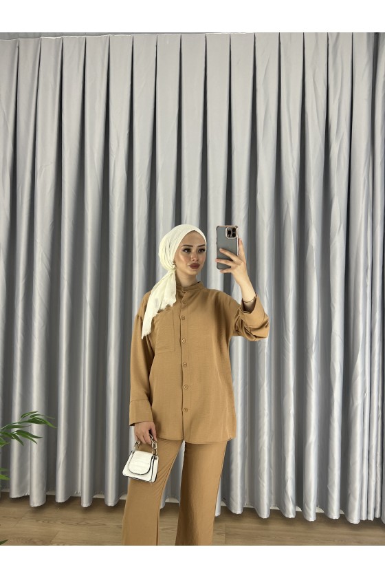 7899 - Tesettür İkili Takım Camel-C5