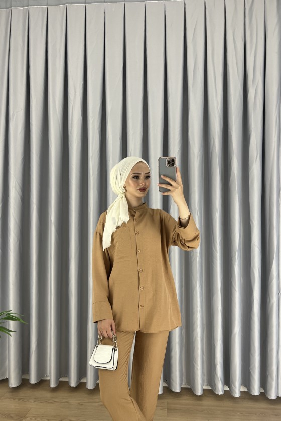 7899 - Tesettür İkili Takım Camel-C5