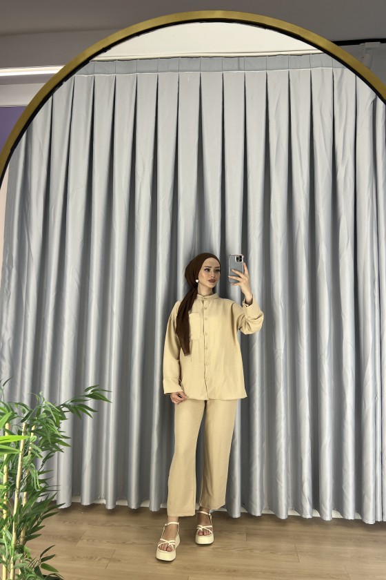 7899 - Tesettür İkili Takım Bej-C5