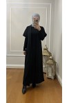 4441 Hırka Elbise Tesettür Takım Si̇yah İ-2