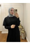 4441 Hırka Elbise Tesettür Takım Si̇yah İ-2