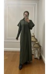 4441 Hırka Elbise Tesettür Takım Haki̇ İ-2