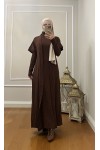 4441 Hırka Elbise Tesettür Takım Kahverengi̇ İ-2
