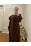 4441 Hırka Elbise Tesettür Takım Kahverengi̇ İ-2