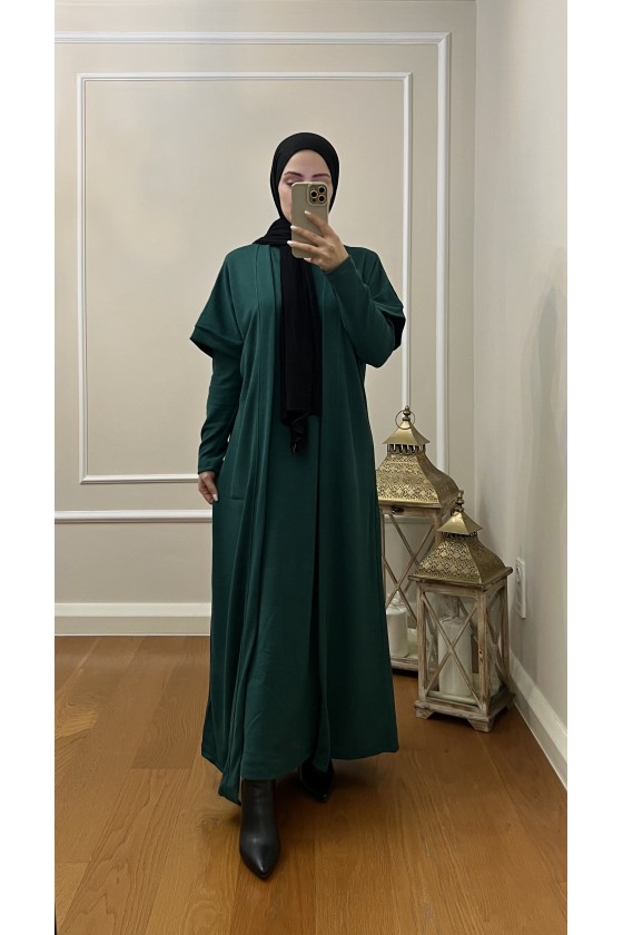 4441 Hırka Elbise Tesettür Takım Yeşi̇l İ-2