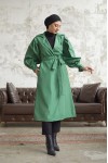 5102 - Balon Kol Tesettür Trençkot Yeşi̇l-D3 5102 - Balon Kol Tesettür Trençkot Yeşi̇l-D3