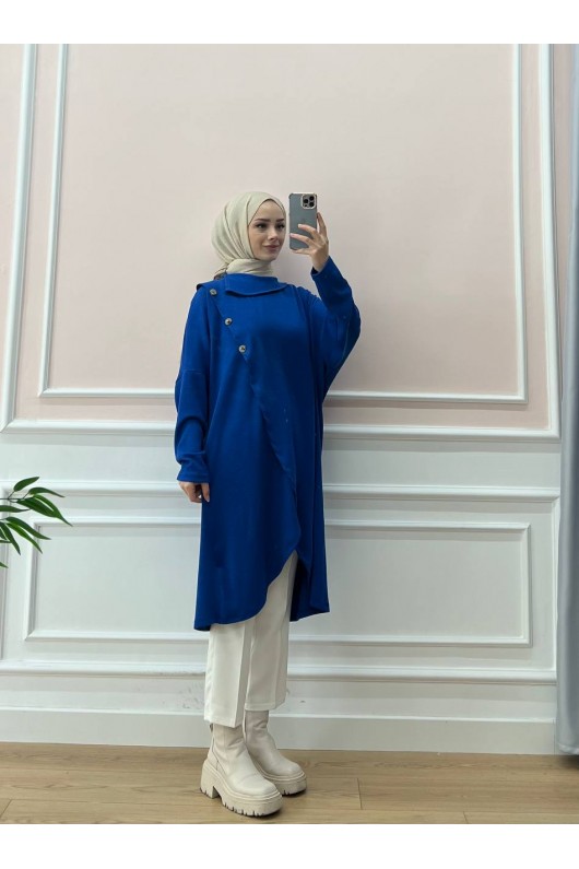 4420-Asimetrik Tesettür Tunik Mavi̇-A4 4420-Asimetrik Tesettür Tunik Mavi̇-A4