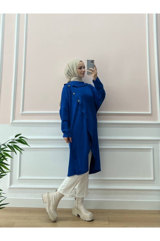 4420-Asimetrik Tesettür Tunik Mavi̇-A4 4420-Asimetrik Tesettür Tunik Mavi̇-A4