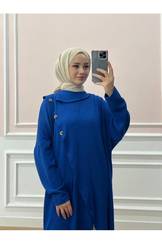 4420-Asimetrik Tesettür Tunik Mavi̇-A4 4420-Asimetrik Tesettür Tunik Mavi̇-A4