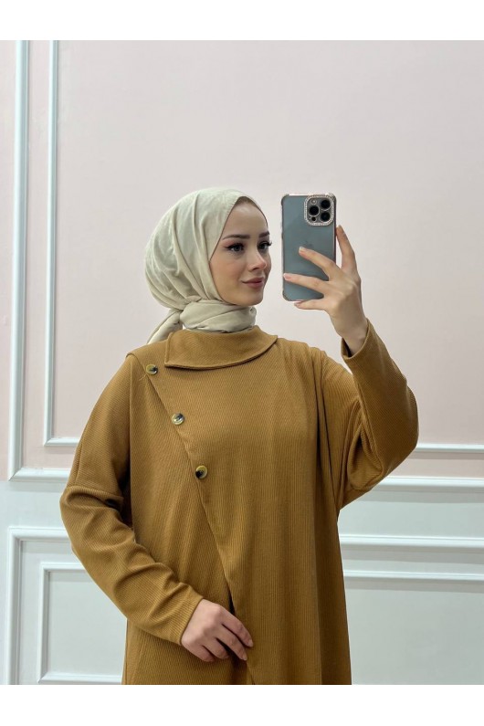 4420-Asimetrik Tesettür Tunik Taba-A4