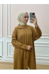 4420-Asimetrik Tesettür Tunik Taba-A4