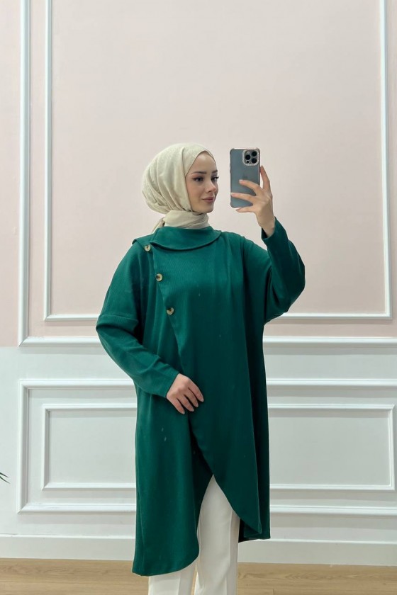 4420-Asimetrik Tesettür Tunik Yeşi̇l-A4 4420-Asimetrik Tesettür Tunik Yeşi̇l-A4