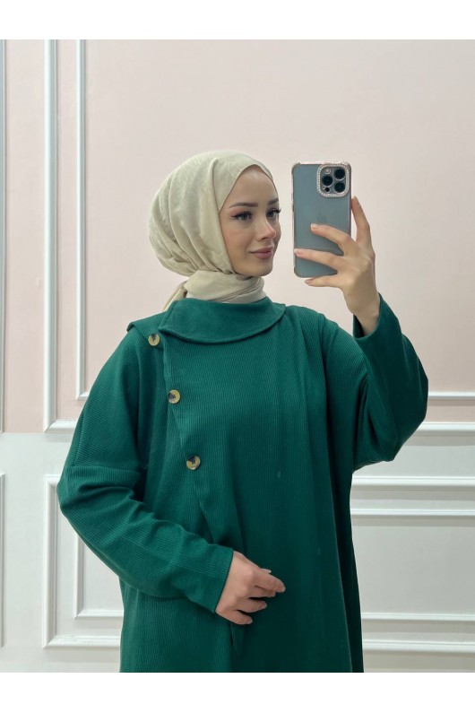 4420-Asimetrik Tesettür Tunik Yeşi̇l-A4