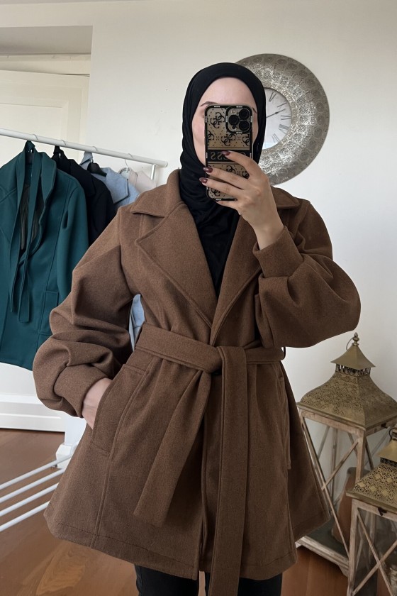 4405 - Cep Detaylı Kaban Kahverengi̇-K2 4405 - Cep Detaylı Kaban Kahverengi̇-K2