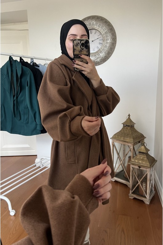 4405 - Cep Detaylı Kaban Kahverengi̇-K2 4405 - Cep Detaylı Kaban Kahverengi̇-K2