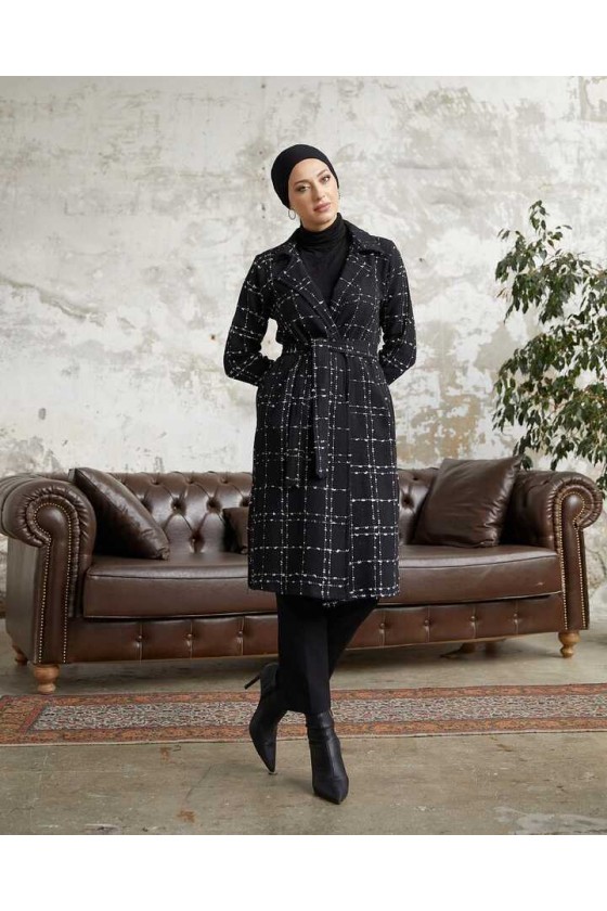 7889 - Tesettür Kaban Si̇yah-B6