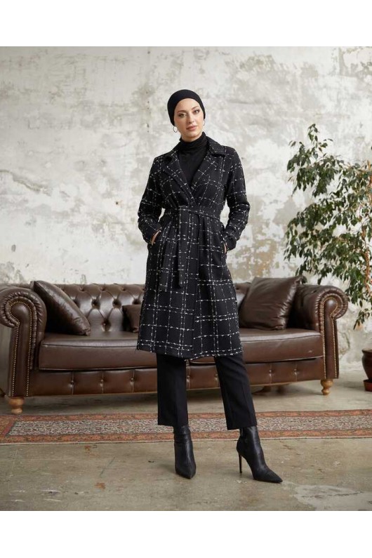 7889 - Tesettür Kaban Si̇yah-B6