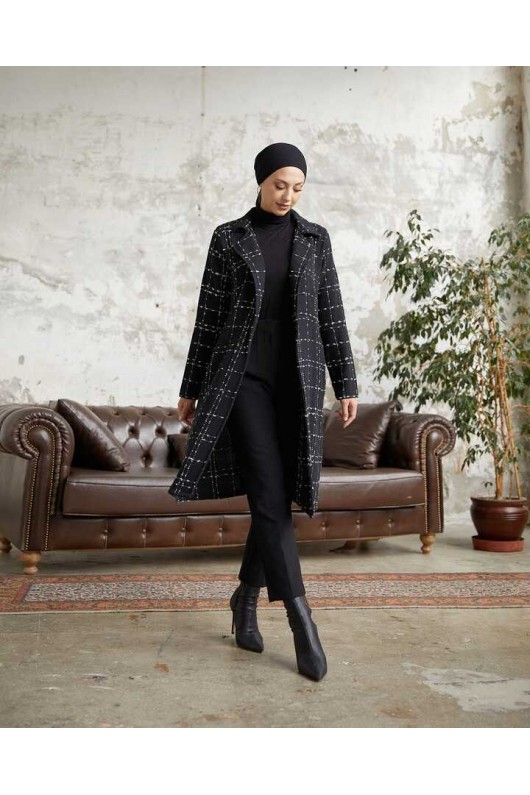 7889 - Tesettür Kaban Si̇yah-B6