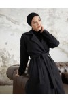 20053 - Bağlamalı Tesettür Kaban Si̇yah-A20 20053 - Bağlamalı Tesettür Kaban Si̇yah-A20