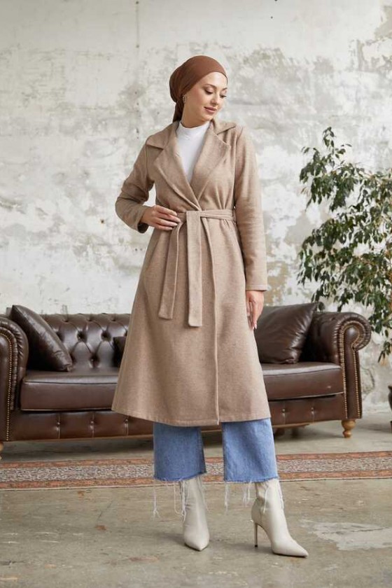 20053 - Bağlamalı Tesettür Kaban Bej-A20 20053 - Bağlamalı Tesettür Kaban Bej-A20