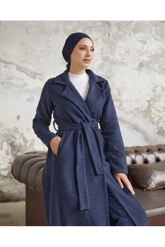 20053 - Bağlamalı Tesettür Kaban Laci̇vert-A20 20053 - Bağlamalı Tesettür Kaban Laci̇vert-A20