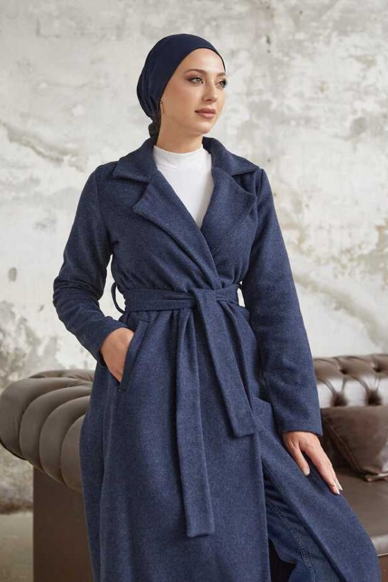 20053 - Bağlamalı Tesettür Kaban Laci̇vert-A20 20053 - Bağlamalı Tesettür Kaban Laci̇vert-A20